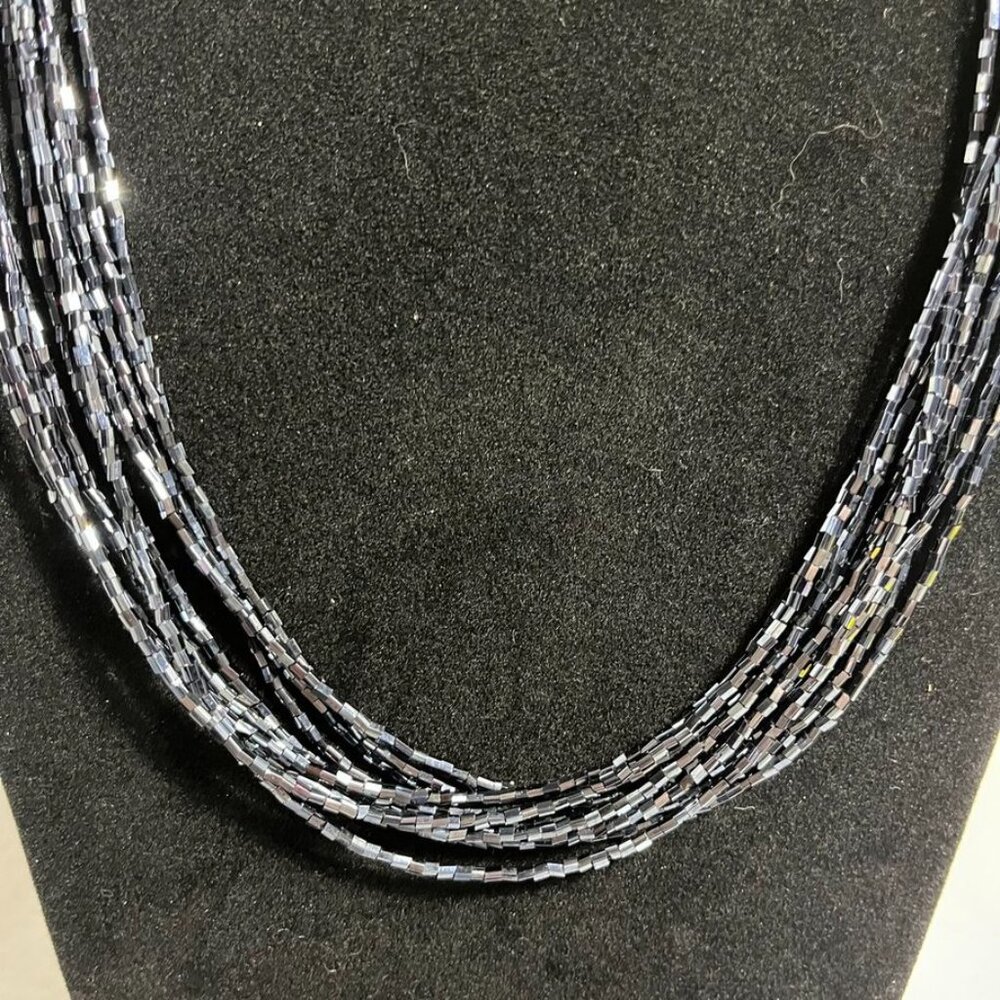 Navy Multi-Strand Beaded Necklace Bracelet & Earring Set - Picture 10 of 12